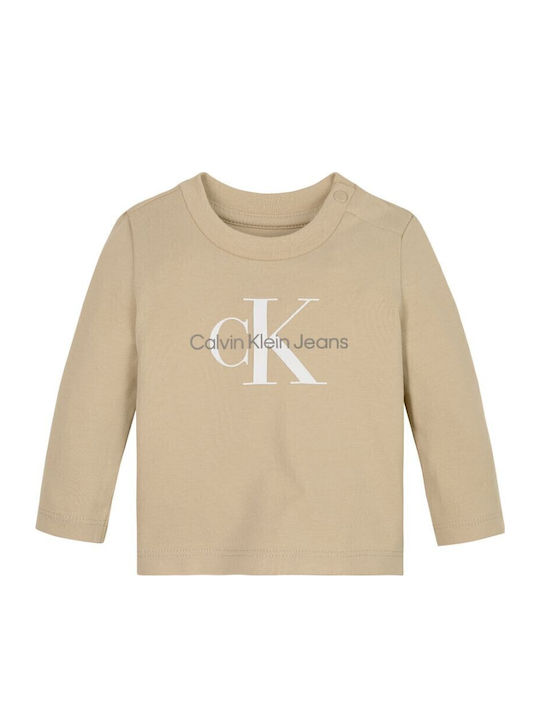 Calvin Klein Kids' T-shirt Beige Monogram Ls