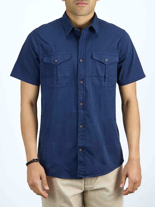 Marcus Men's Shirt Short Sleeve Cotton Blue