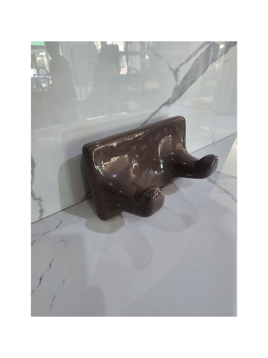 Vitruvit Άγκιστρο Μπάνιου Διπλό με Βίδες ​16.5x9cm Καφέ