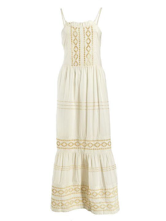 Ble Resort Collection Maxi Kleid mit Rüschen Ecru