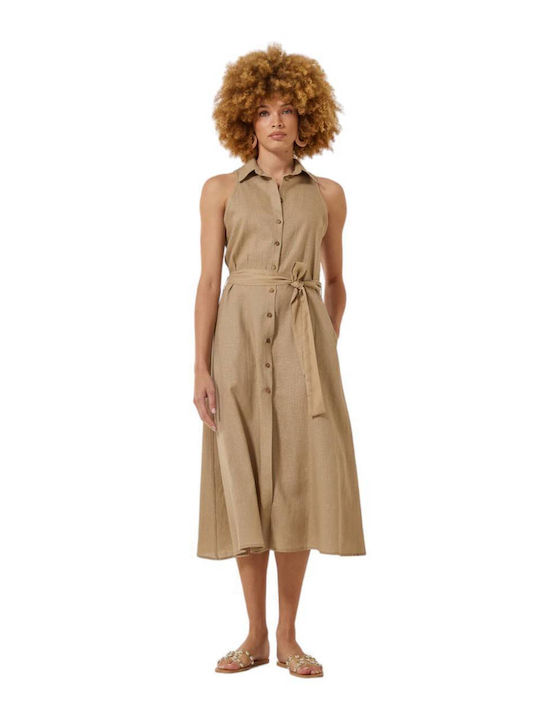 Enzzo Midi Hemdkleid Kleid Beige