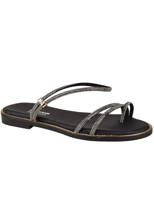 Yfantidis Women's Sandals with Strass Black