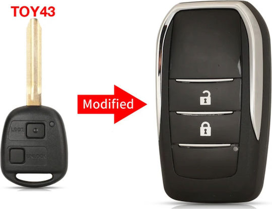 Car Key Shell with Blade with 2 Buttons for Toyota