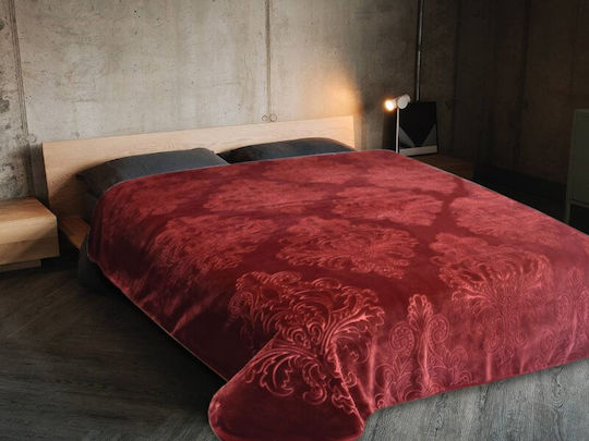 Velvet Blanket Double 220x240cm Burgundy