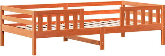 Kinderbett Klassisch Einzeln Braun für Matratze 75x190cm