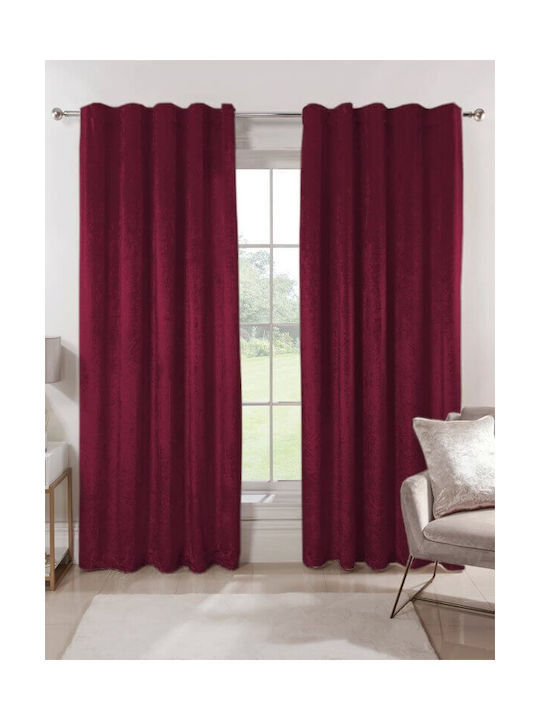 Κουρτίνα με Τρέσα Luxury Velour Μπορντό 280x290εκ.