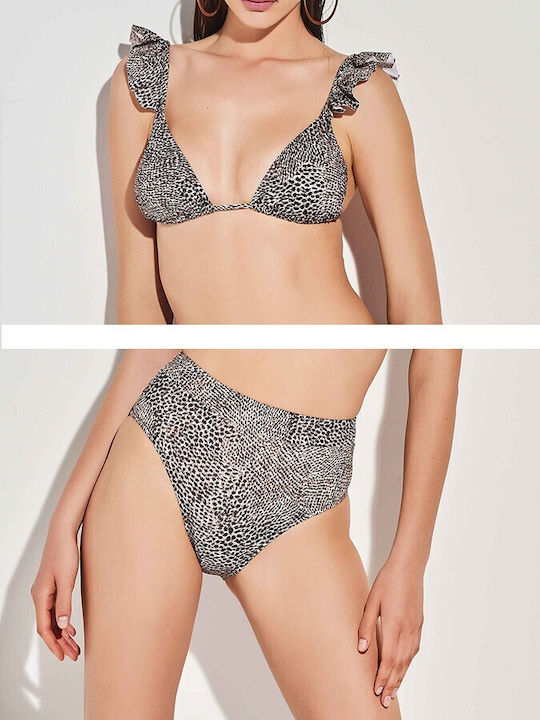 Lida Set Bikini Talie înaltă Animal Print