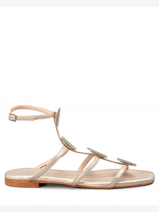 Mourtzi Damen Flache Sandalen in Gold Farbe