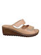 Gotsi Anatomic Anatomic Women's Leather Platform Wedge Sandals Beige