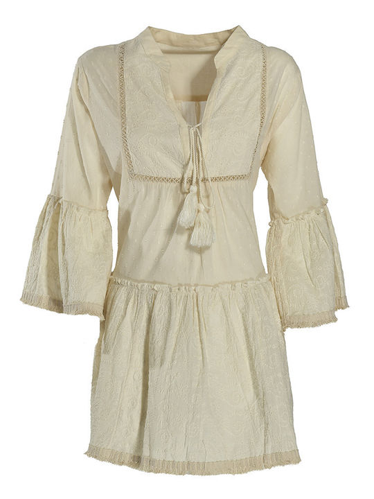 Ble Resort Collection Γυναικείο Κοντό Φόρεμα Παραλίας Λευκό