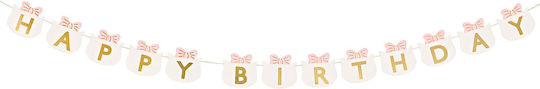 PartyDeco Happy Birthday Γιρλάντα για Party σε Ροζ χρώμα 12εκ.