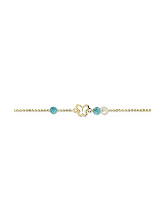 Ekan Kids Gold Bracelet 14K with Butterfly for Girl