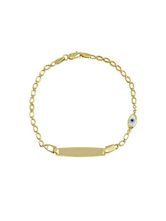 Ioannou24 Kids Gold ID Bracelet 9K with Evil Eye