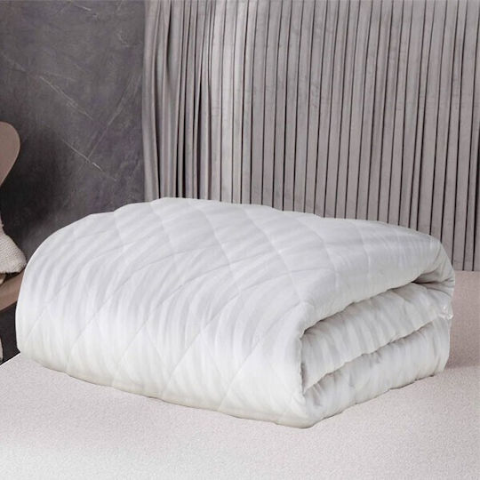 To megalo pazari Coverlet Queen Size from Polyester White Striped 220x240cm