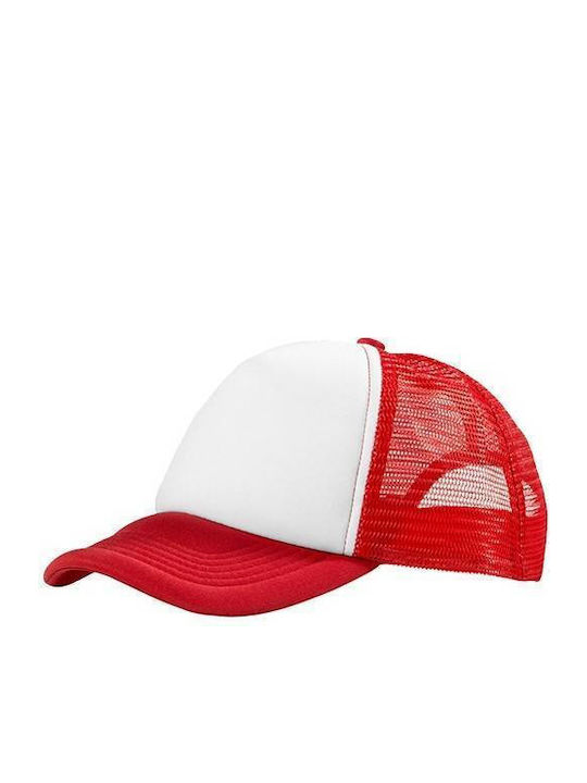 TRUCKER Pentafoil hat with net 100% Polyester 100-105gsm with sponge on brim and front PF CONCEPT WHITE/RED