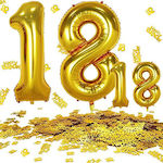 Μπαλόνι Τεράστιο 100εκ ,Χρυσό- Αριθμός 18 -,αποστέλλεται ξεφούσκωτο 2 τ.μ.χ. gold