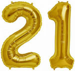 Μπαλόνι Τεράστιο 100εκ ,Χρυσό- Αριθμός 21 -,αποστέλλεται ξεφούσκωτο 2 τ.μ.χ. gold