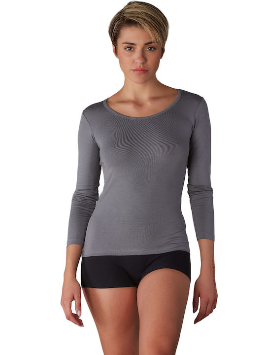 WRAP WOMEN'S LONG SLEEVE T-SHIRT (CHARCOAL)