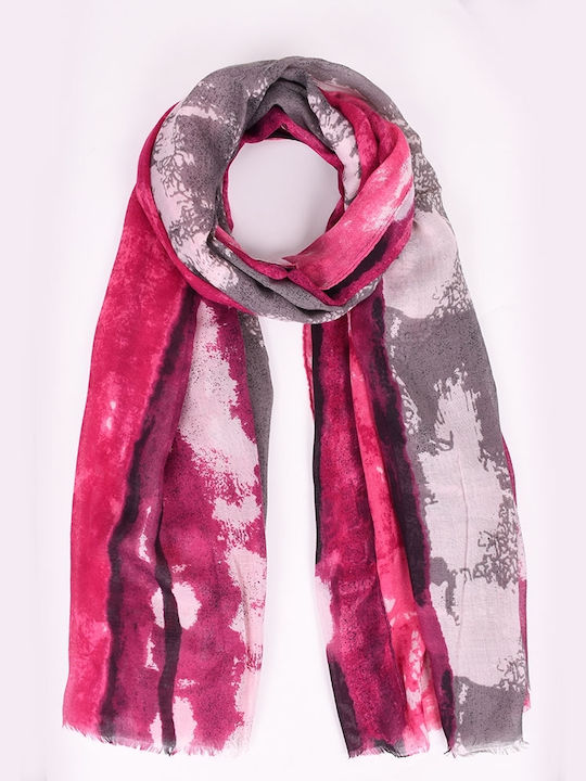 Women's scarf with viscose patterns Fuchsia