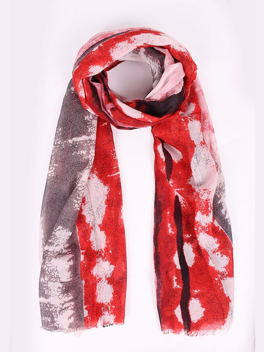 Women's scarf with viscose pattern Red