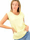 Women's blouse with V-neck Yellow 9822
