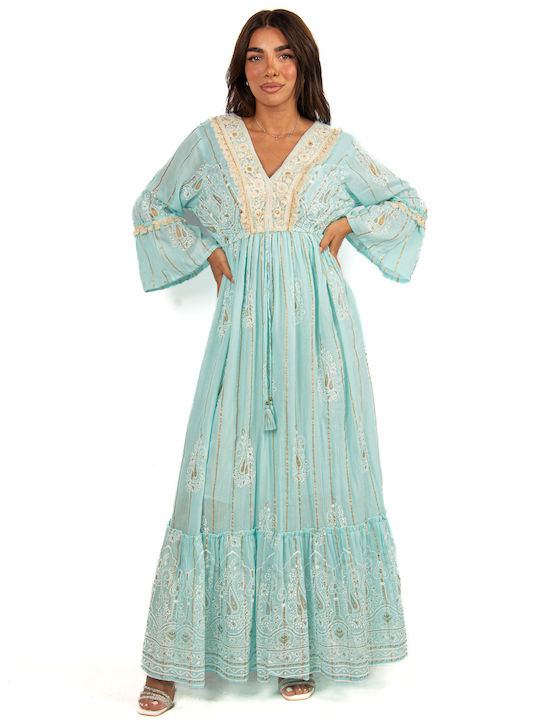 Embroidered Lace Dress Sky Blue