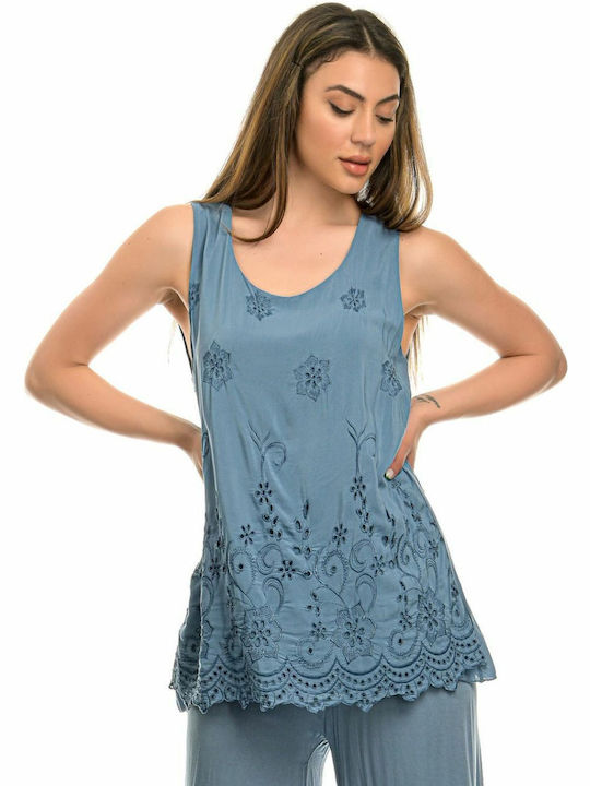 M MADE IN ITALY Women's blue sleeveless top 15/63476O Jeans