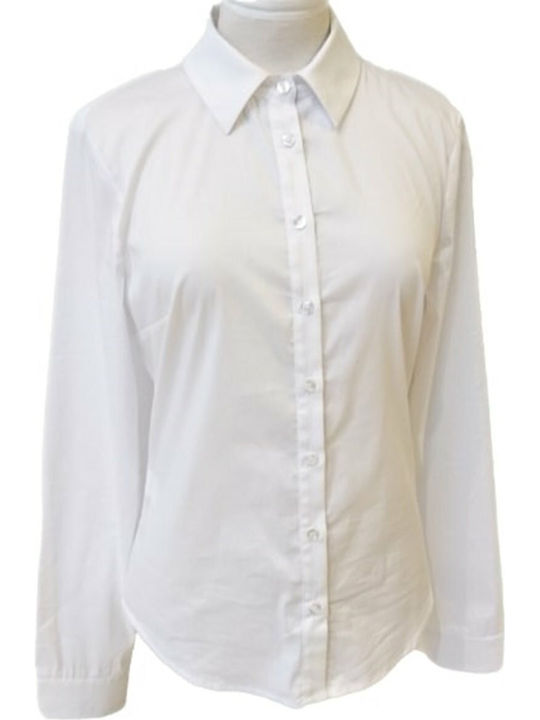 Women's Poplin Shirt with Buttons White CODE 12720