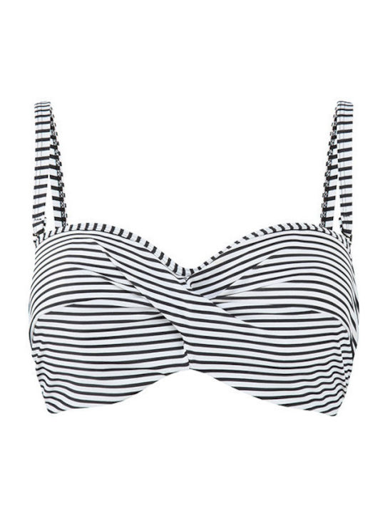 Strapless swimsuit for large breasts cup E, F, Panache Anya Stripe SW0893