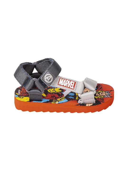 Disney kids sandals for boys Marvel with sticker in orange color