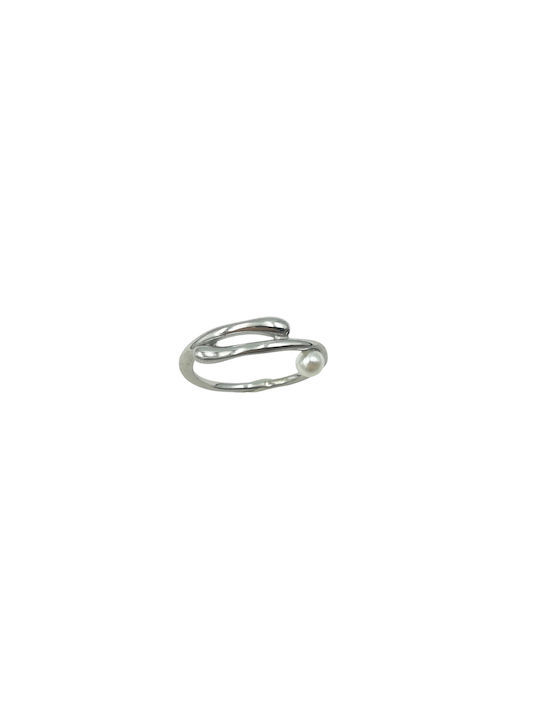 Stainless Steel Pearl Ring Silver 9mm 1 piece