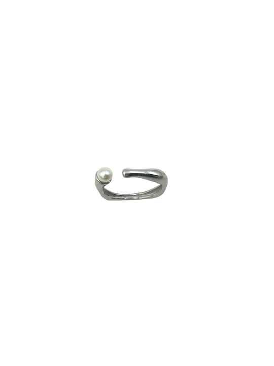 Stainless Steel Pearl Ring Silver 2mm 1pc