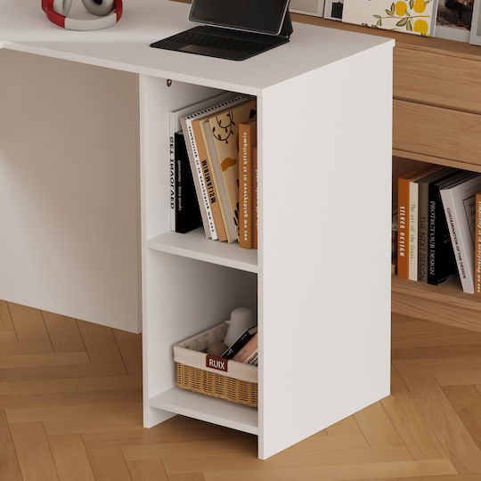 Corner Desk Shig Wooden White 140x120x75cm