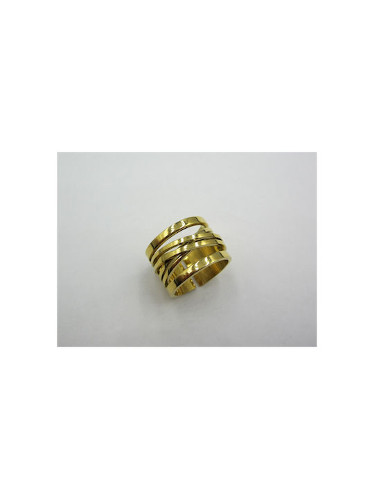 Steel Ring Lines Gold 20x15mm 1pc