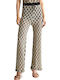 Women's Fabric Trousers Black-Gold