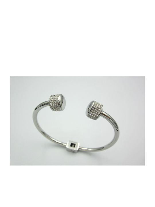 Stainless Steel Bracelet Silver White Strass 1pc