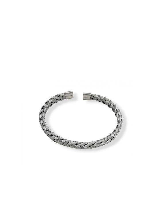 Stainless Steel Men's Braided Bracelet Silver 7cm 1pc