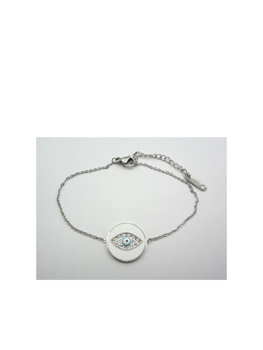 Stainless Steel Bracelet Silver Evil Eye 15cm 1pc