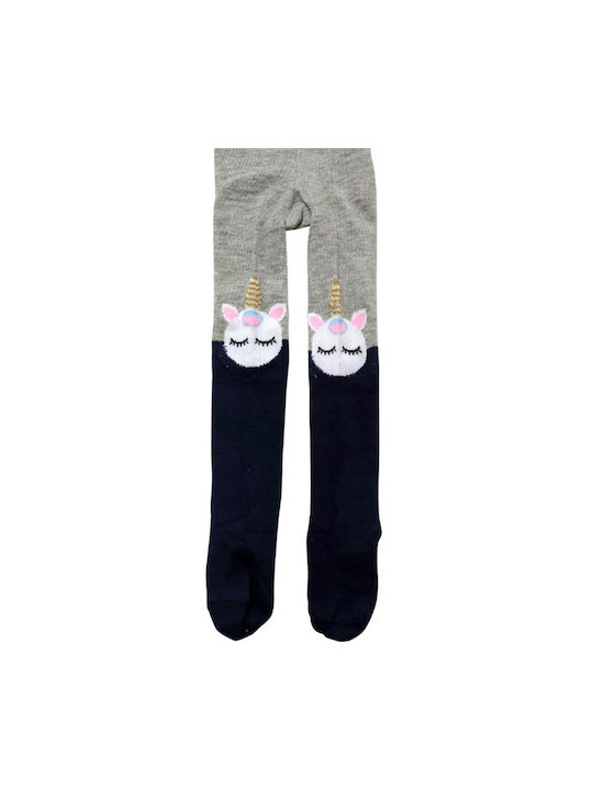 Unicorn Tights Gray-Blue