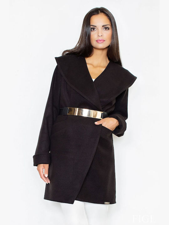 Figl Women's Coat with Belt Black