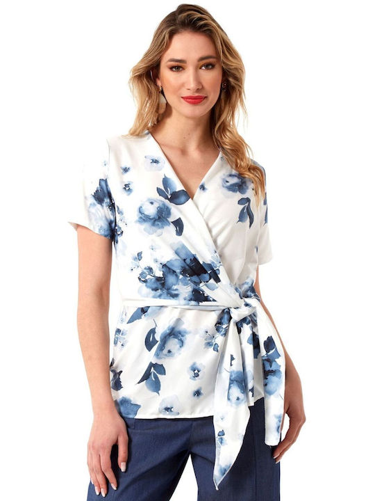 ANNA RAXEVSKY Kurzärmelige Bluse mit Blumenmuster für Damen B2310
