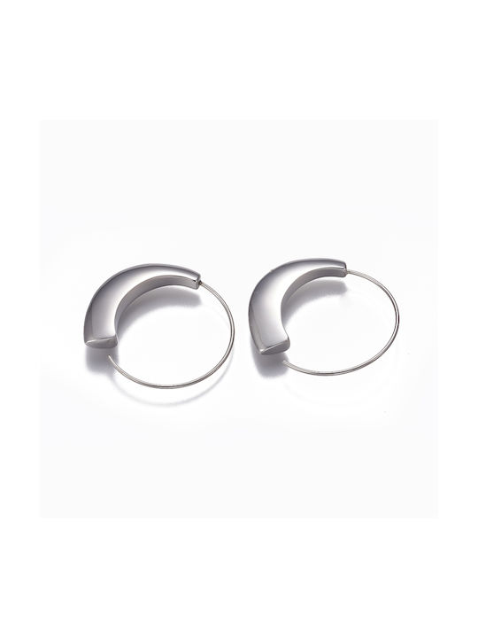 Stainless Steel Silver Hoop Earrings 33mm 1 pair