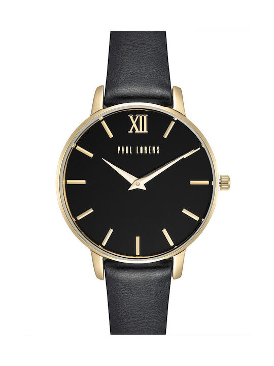 Paul Lorens Watch with Black Leather Strap