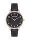 Paul Lorens Women's Watch with Black Leather Strap
