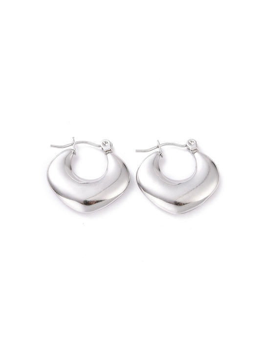 Steel Rhombus Hoop Earrings Silver 19mm 1 pair