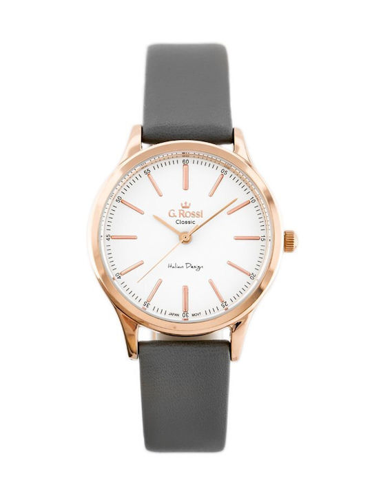 G.Rossi Watch with White Leather Strap