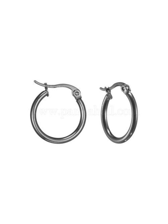 Steel Black Hoop Earrings 20x2mm 1 Pair