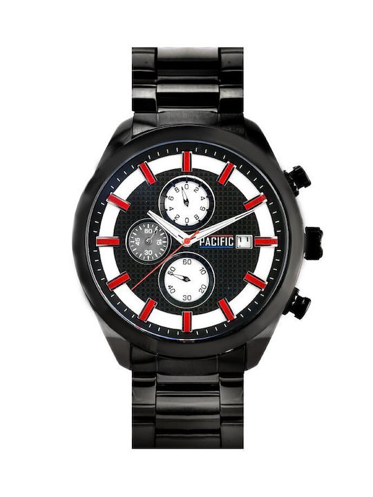 Pacific Uhr Chronograph Batterie mit Schwarz Metallarmband