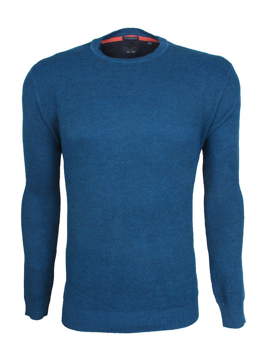 Double Men's Long Sleeve Blouse Petrol Blue