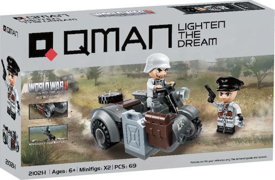 Qman Τουβλάκια Military Motorcycle R12 για 6+ Ετών 69τμχ